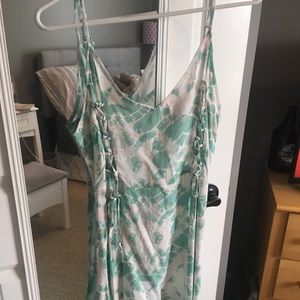 Tie dye dress with lace up detailing.